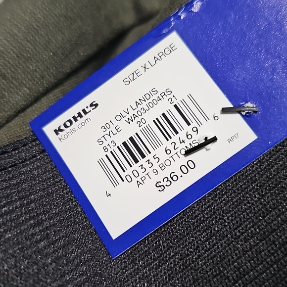 Apt. 9 Olive Green Pleated Skinny Ponte Pants Size XL New - Picture 6 of 7